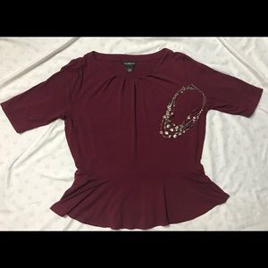 Liz Claiborne Elbow Sleeve Peplum Top